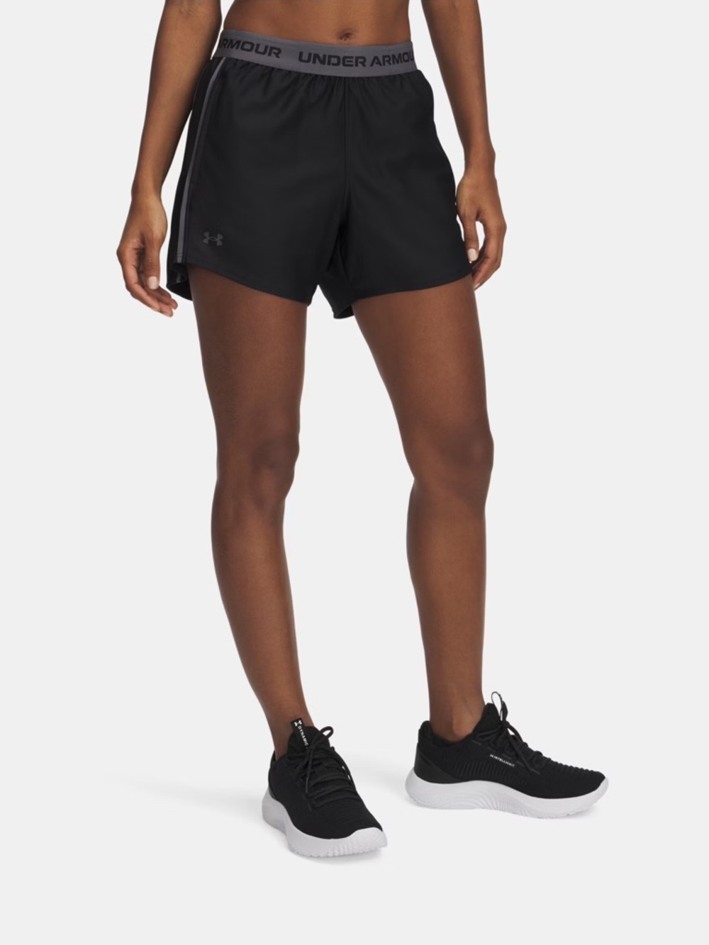 NWOT Under Armour Women's Black Elastic Logo Waist Athletic Shorts